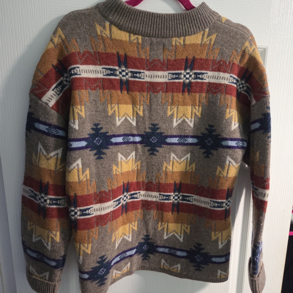 EUC Faherty x Doug Good Feather Mock Neck Sweater- Taupe Multi- Size Large - Picture 8 of 12